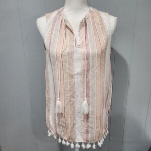 Tommy Hilfiger Size XS Sleeveless Linen Blend Blouse Top Shirt Womens